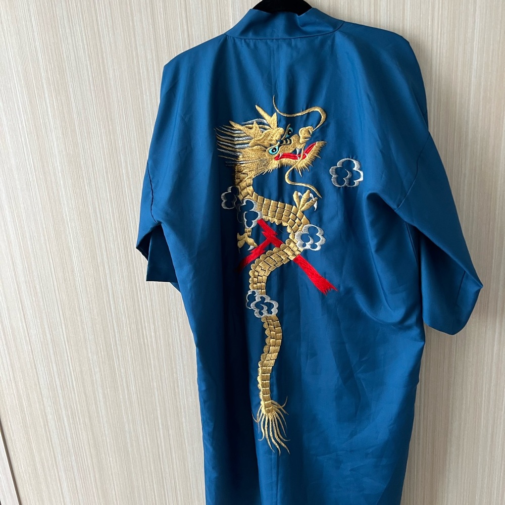 Blue Dragon Embroidered Kimono/Robe/ Duster